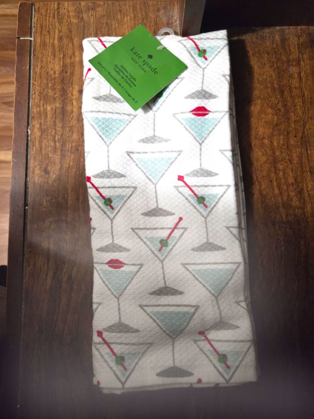 Kate Spade Martini Print Kitchen Towels - 2 pack - NWT